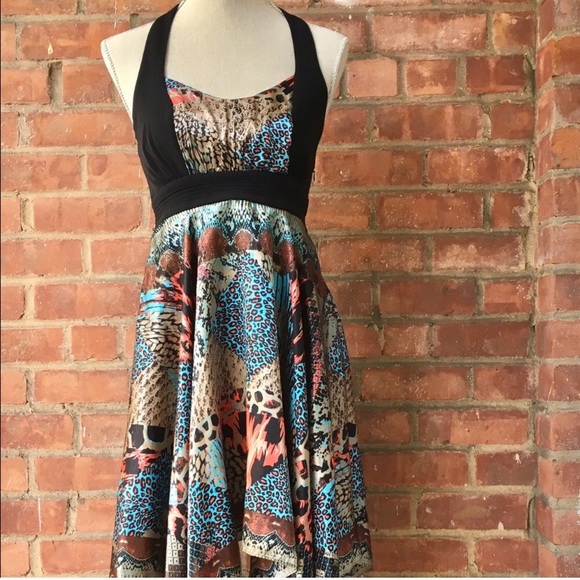 Edgy Colorful Halter Dress - Picture 2 of 8